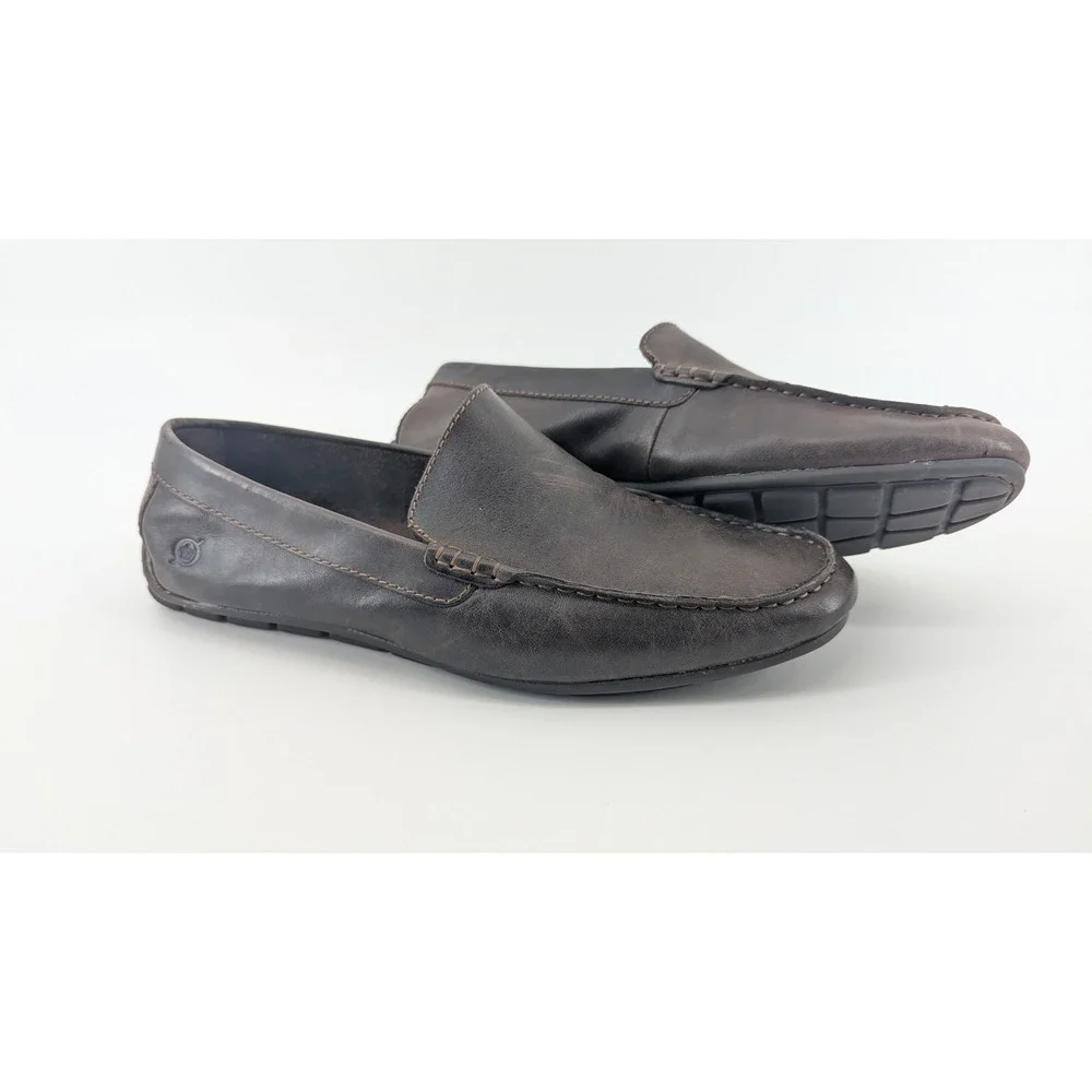 Born Mens H38283 VCJE20 Dark Brown Leather Driving Loafers Size 10M